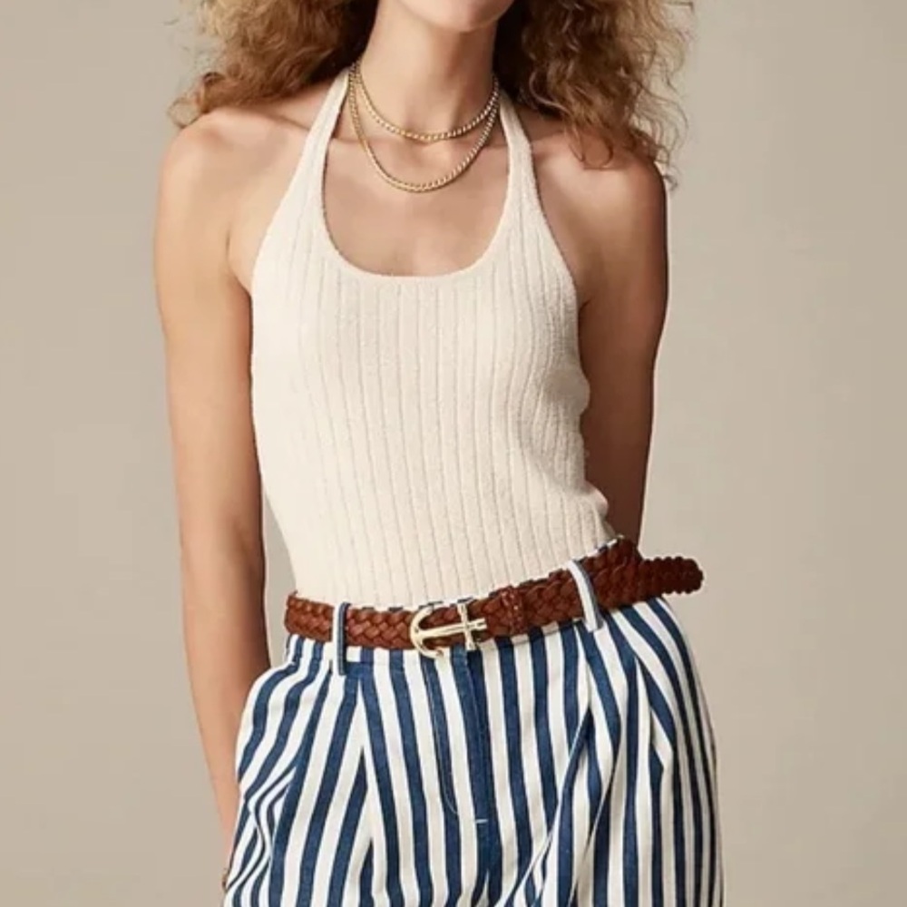 J. Crew Cream Boucle Halter Top